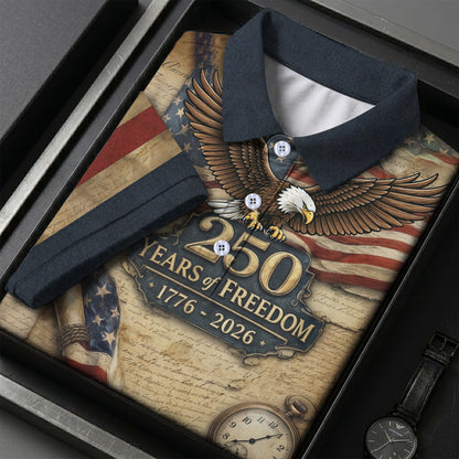 Vintage 250 Years of Freedom Eagle USA 4th Of July Polo Shirts