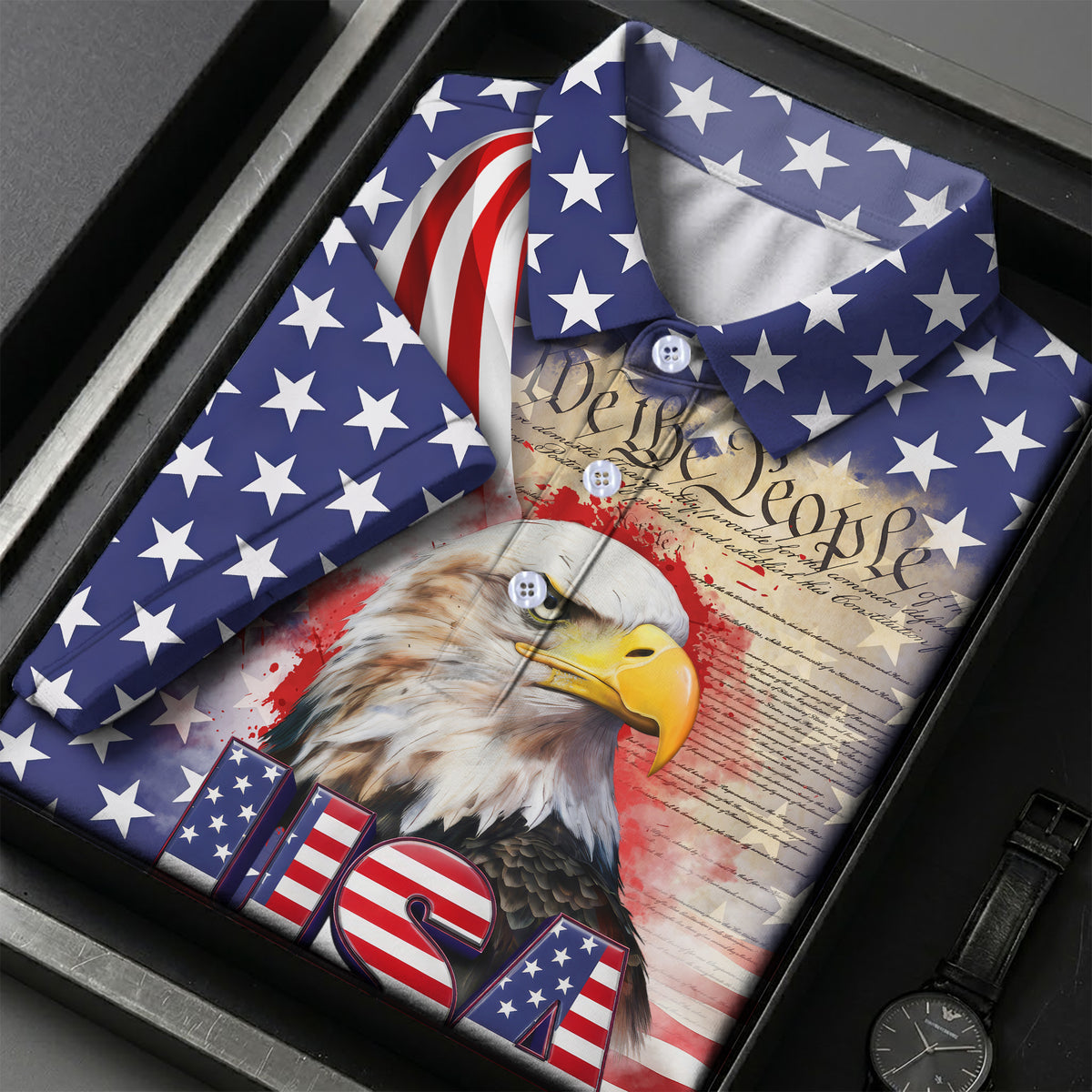 We The People Bald Eagle USA 250th Anniversary Polo Shirts 4th Of July Patriotic