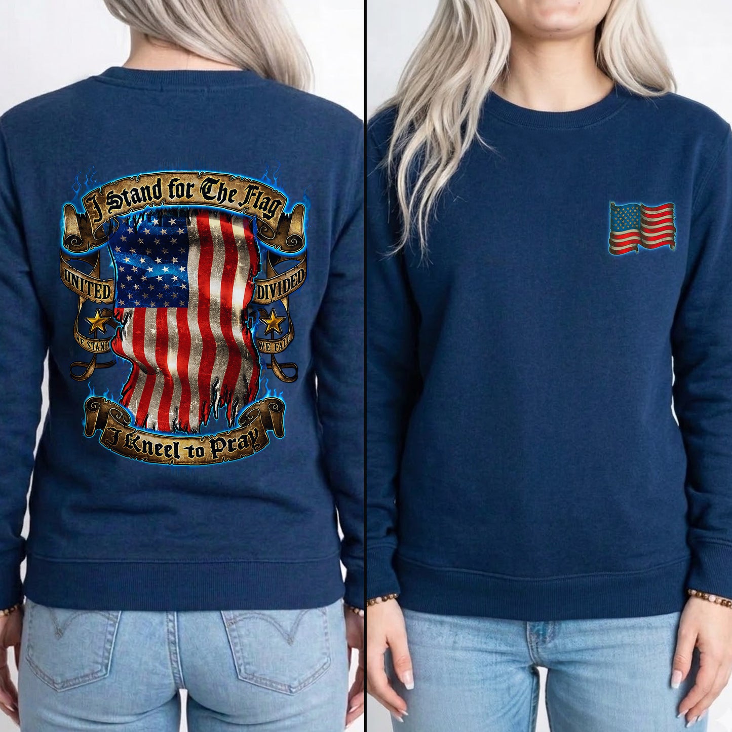 [Two Side] Stand for the Flag, I Kneel to Pray - US Veteran Patriot Shirt