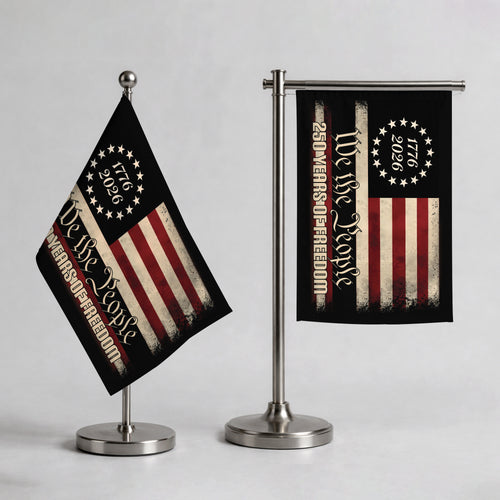 We The People 250th Anniversary Handheld Flag - 1776 to 2026 Patriotic Design