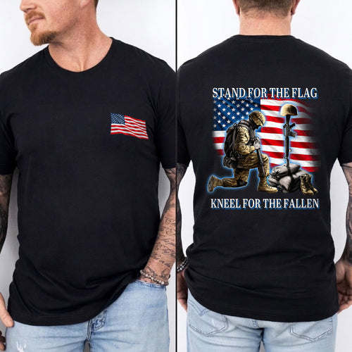 [Two Side] Stand for the Flag, Kneel for the Fallen - US Veteran Tee