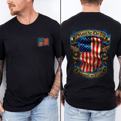 [Two Side] Stand for the Flag, I Kneel to Pray - US Veteran Patriot Shirt