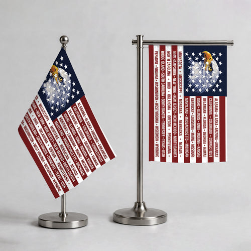 American 250th Anniversary Handheld Flag - Eagle USA Flag with 50 States Design