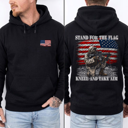 [Two Side] Stand for the Flag, Kneel and Take Aim - USA Veteran Tee