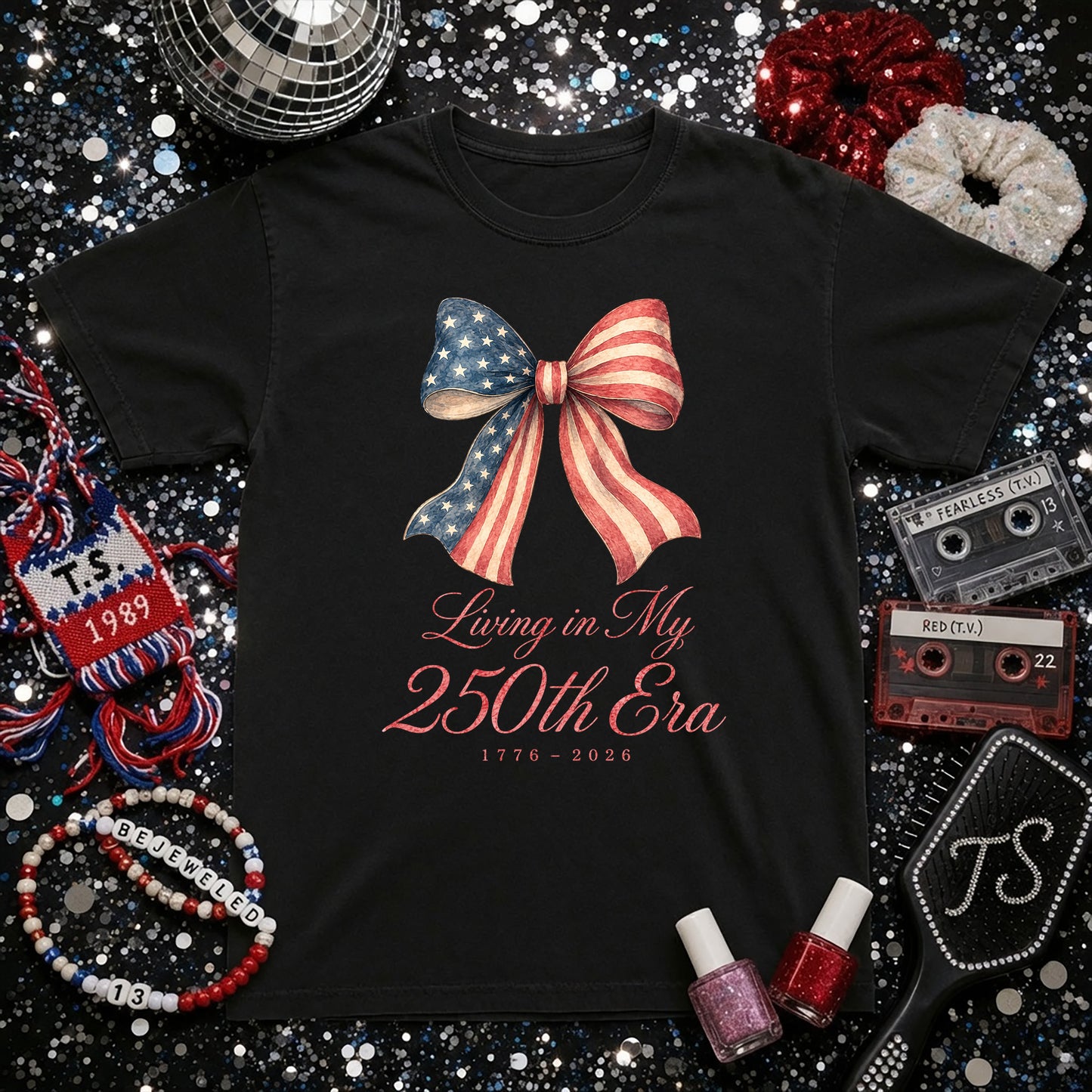 Living in my 250th ERA Coquette Bow, America Semiquincentennial Shirt