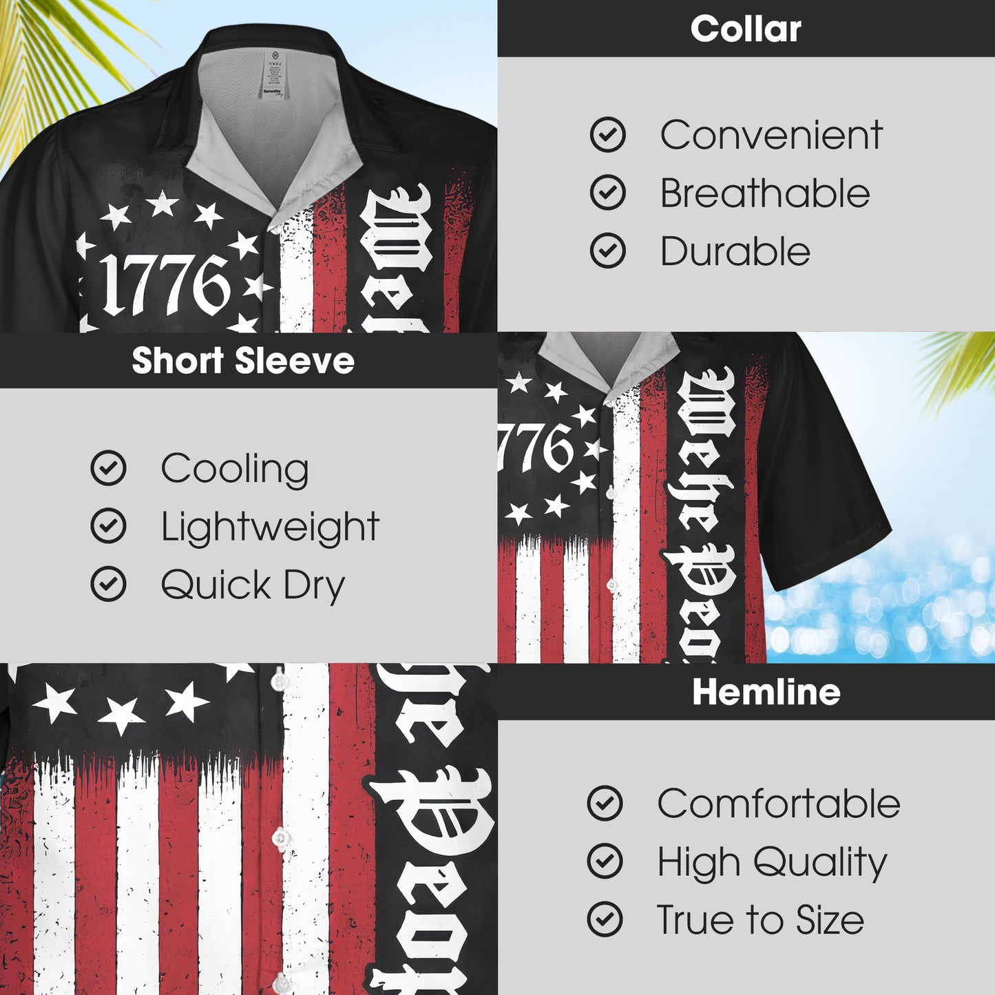 250th Anniversary Of The United States Independence Day Chest Pocket Holiday Hawaiian Shirt