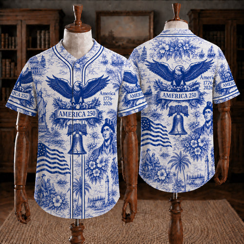 Semiquincentennial Toile De Jouy Style Patriotic Jersey Shirt