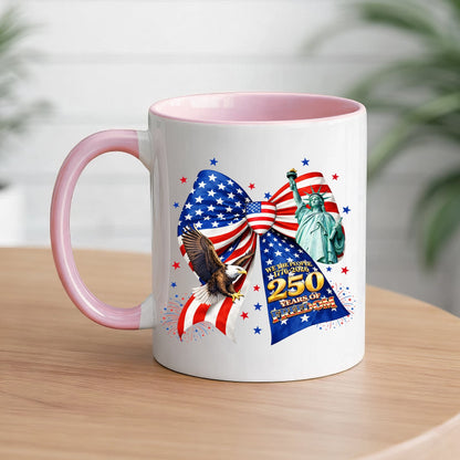 We The People 250 Years of Freedom Patriotic Bow Statue of Liberty Eagle Accent Coffee Mug