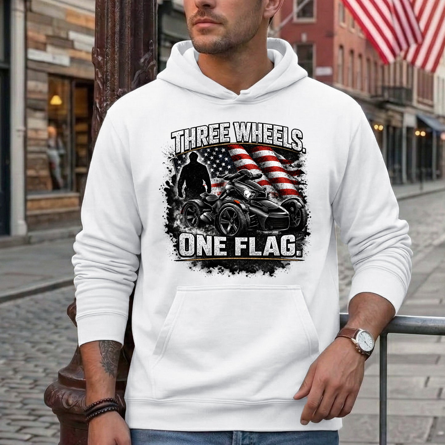 Three Wheels One Flag T-shirt