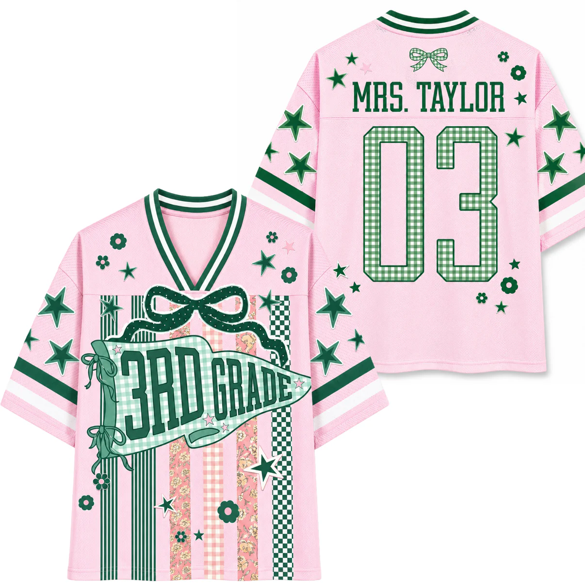 Custom Striped Grade Level Team Teacher Mesh Jersey