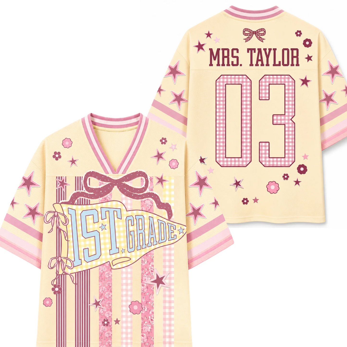 Custom Striped Grade Level Team Teacher Mesh Jersey