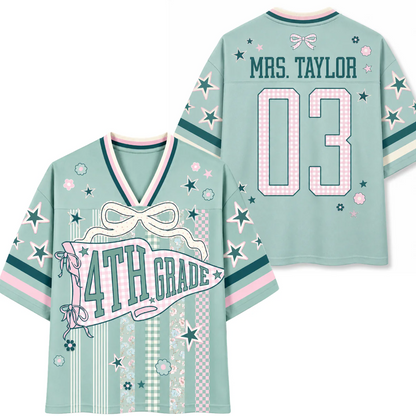 Custom Striped Grade Level Team Teacher Mesh Jersey