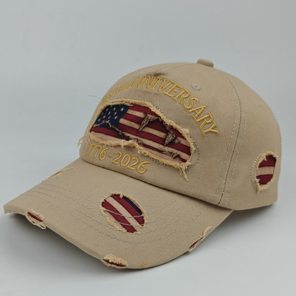 Vintage 250th Anniversary Embroidered Distressed Baseball Cap