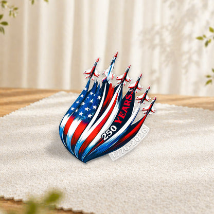 USA 250th Fighter Jets Acrylic Pins – Silver Butterfly Clutch Set for Jackets, Hats & Gifts