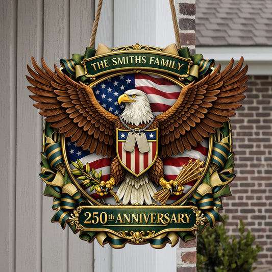Custom Camouflage Army Eagle 250th Anniversary Wood Sign
