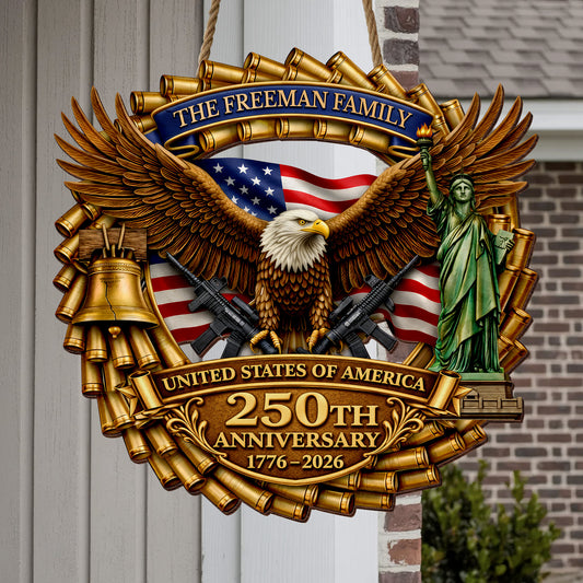 Custom Military Eagle Honor the Brave 250th Anniversary Wood Sign