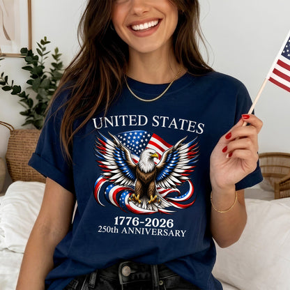 Washed T-Shirt | America 250th Anniversary Bald Eagle Patriotic Vintage 1776–2026 USA Independence Tee
