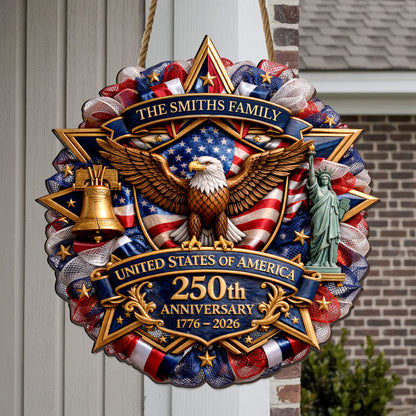 Personalized America 250th Anniversary Wood Wreath