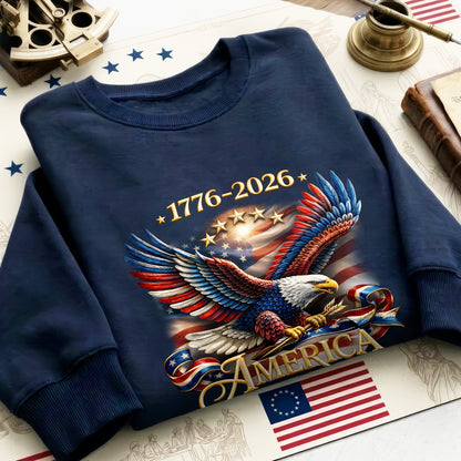Washed TShirt America 250th Anniversary Bald Eagle Patriotic Vintage 1776–2026
