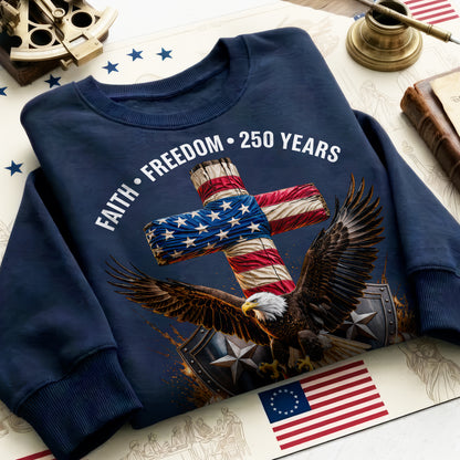 Faith Freedom 250 Years Christian Cross Eagle 4th of July