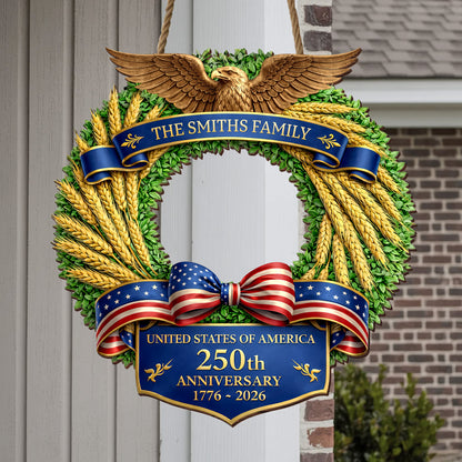 Custom Family Boxwood Wheat Farmer Sign America 250th Anniversary