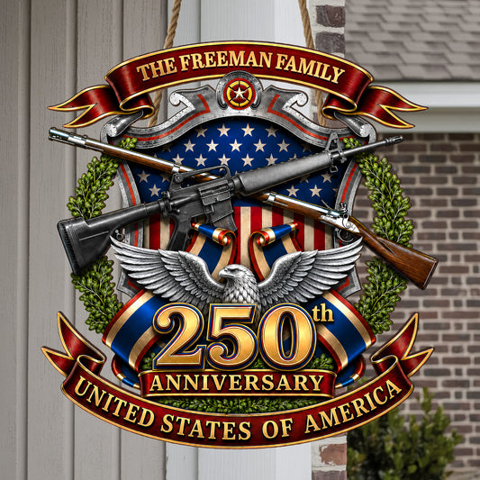 Custom 250th Anniversary USA Wreath Freedom Legacy Wood Sign