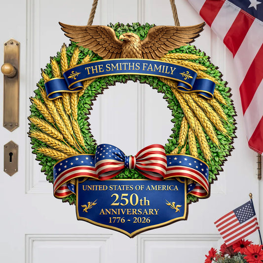 Custom Family Boxwood Wheat Farmer Sign America 250th Anniversary