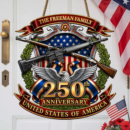 Custom 250th Anniversary USA Wreath Freedom Legacy Wood Sign