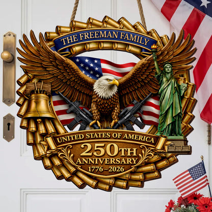 Custom Military Eagle Honor the Brave 250th Anniversary Wood Sign