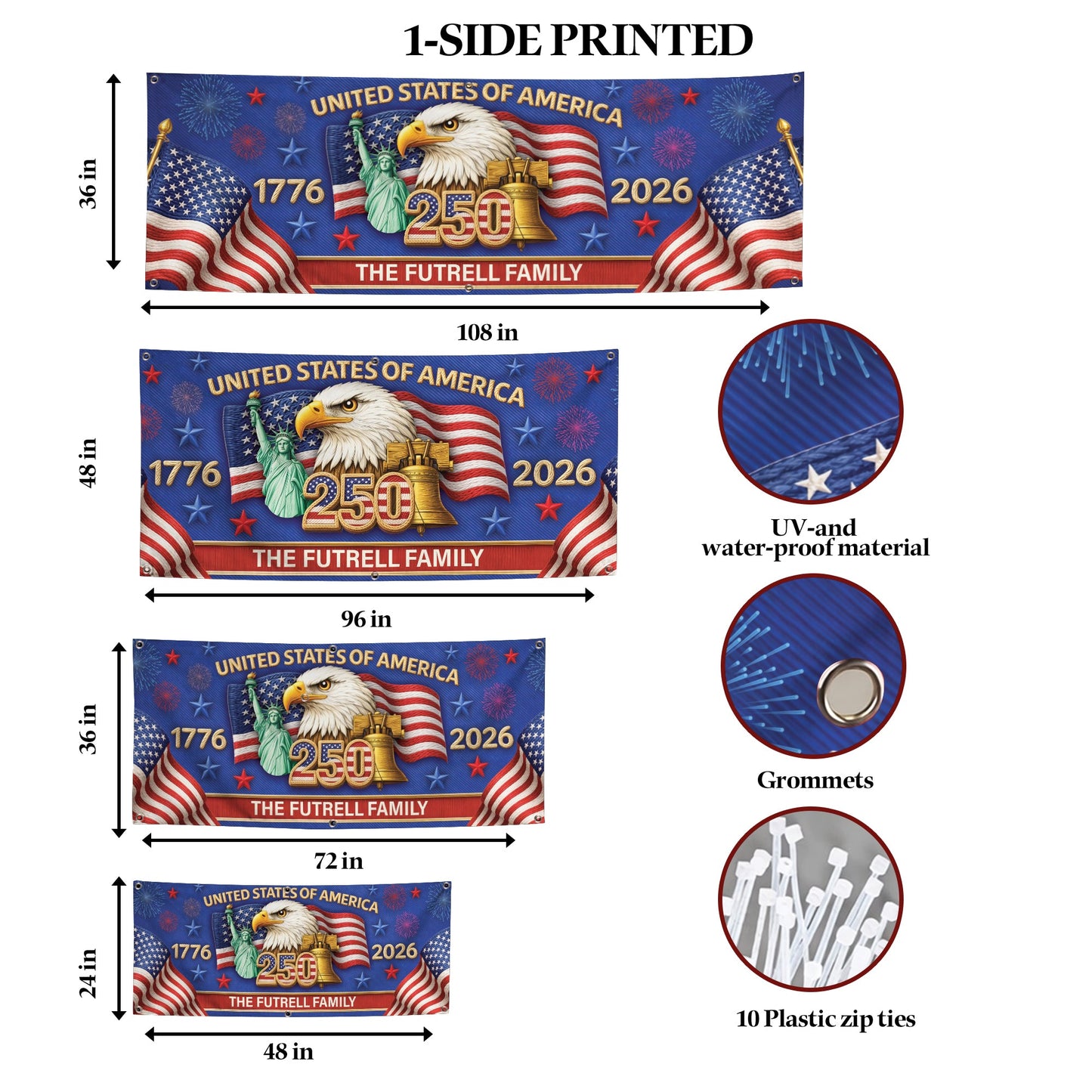 Custom Outdoor Banner – Personalized America 250th Gifts for Family