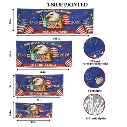 Custom Outdoor Banner – Personalized America 250th Gifts for Family