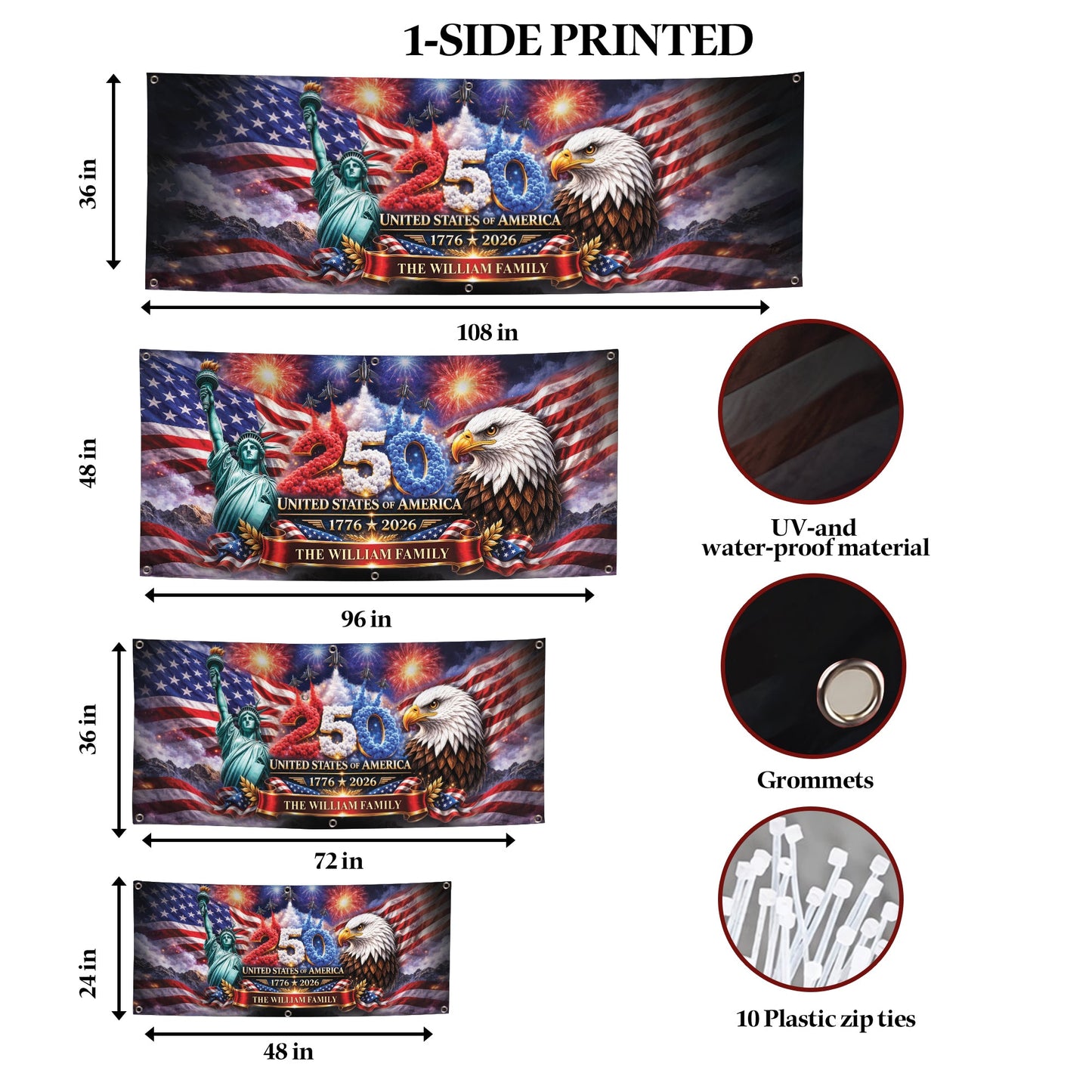 Custom Outdoor Banner – Personalized America 250th Gifts for Family