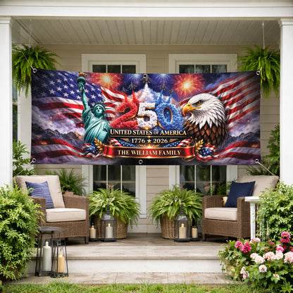 Custom Outdoor Banner – Personalized America 250th Gifts for Family