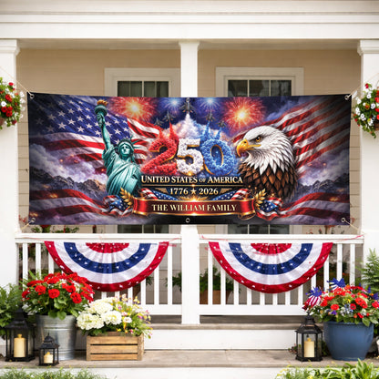 Custom Outdoor Banner – Personalized America 250th Gifts for Family