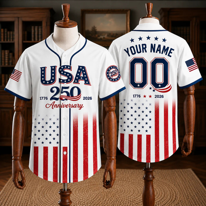 Custom Patriotic USA Baseball Jersey, Personalized Name and Number American Flag Shirt