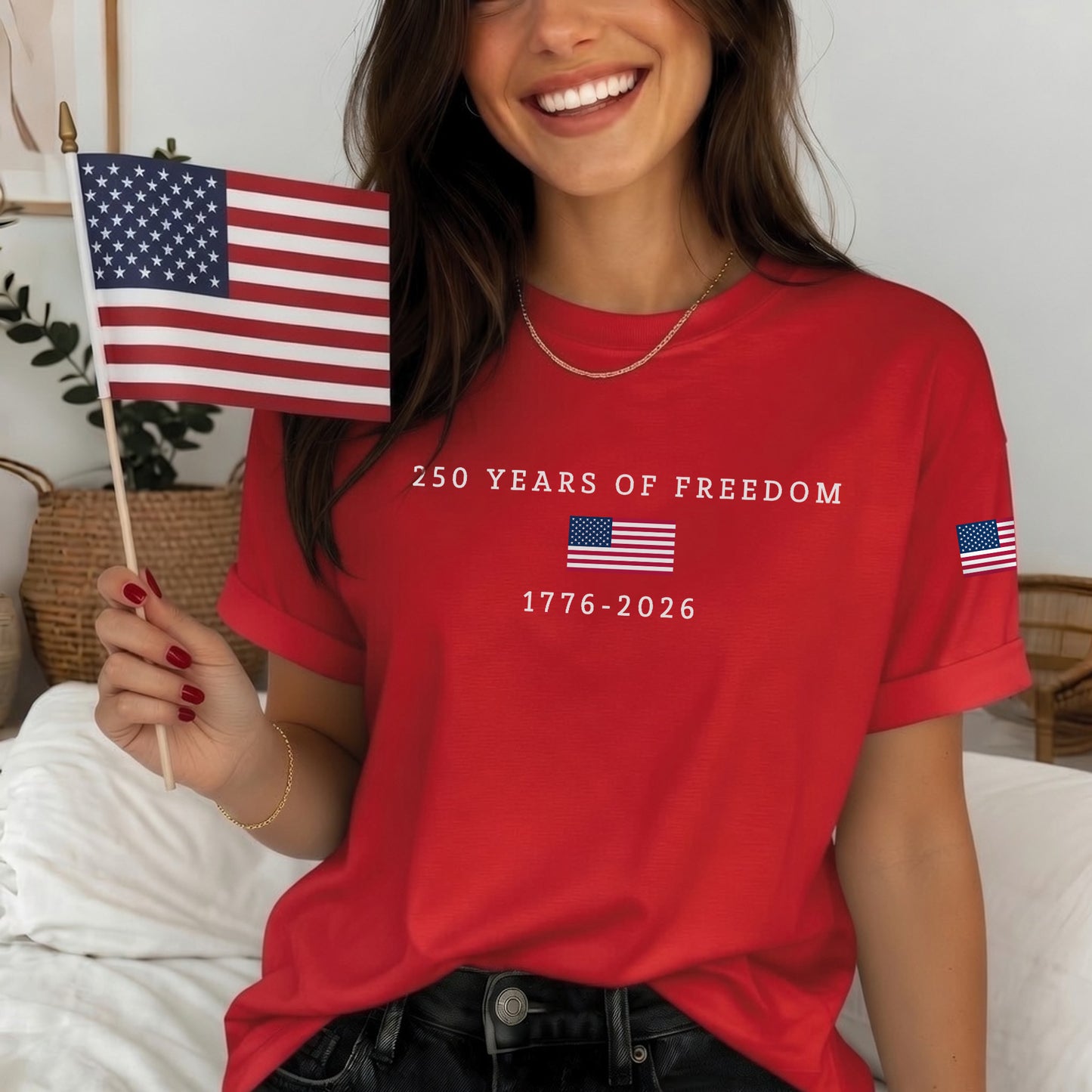 Women's America Flag Print T-shirt
