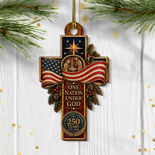 America Faith Wooden Ornament, 250th Anniversary Christmas 2 Layer Ornament