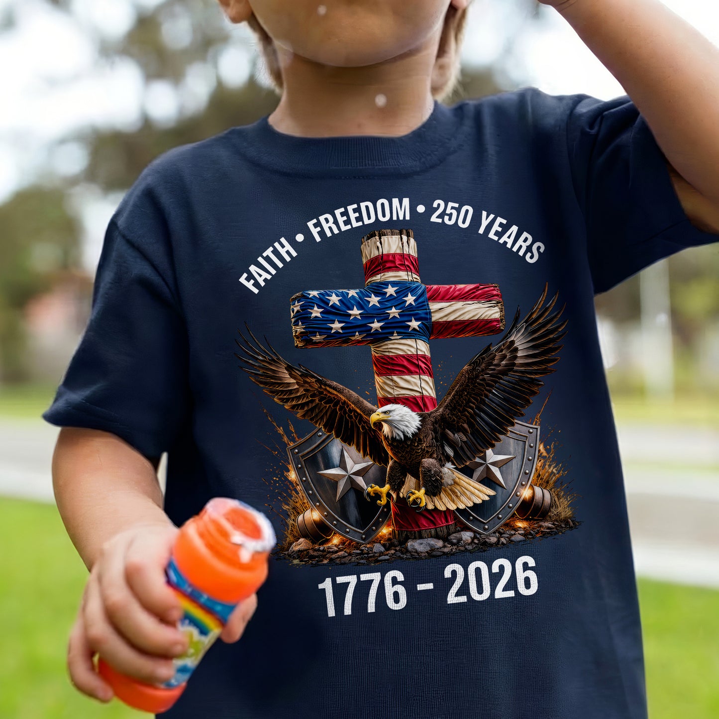 Faith Freedom 250 Years Christian Cross Eagle 4th of July
