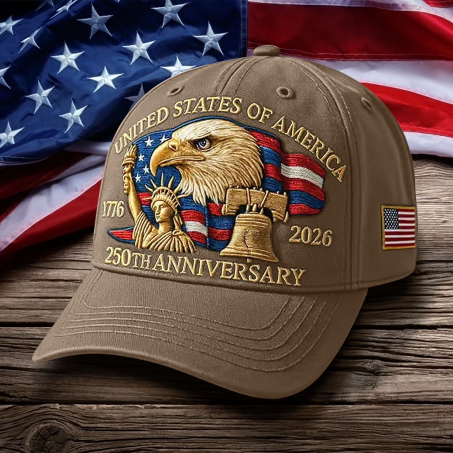 American 250 Years Anniversary Patriotic Eagle Liberty Cap