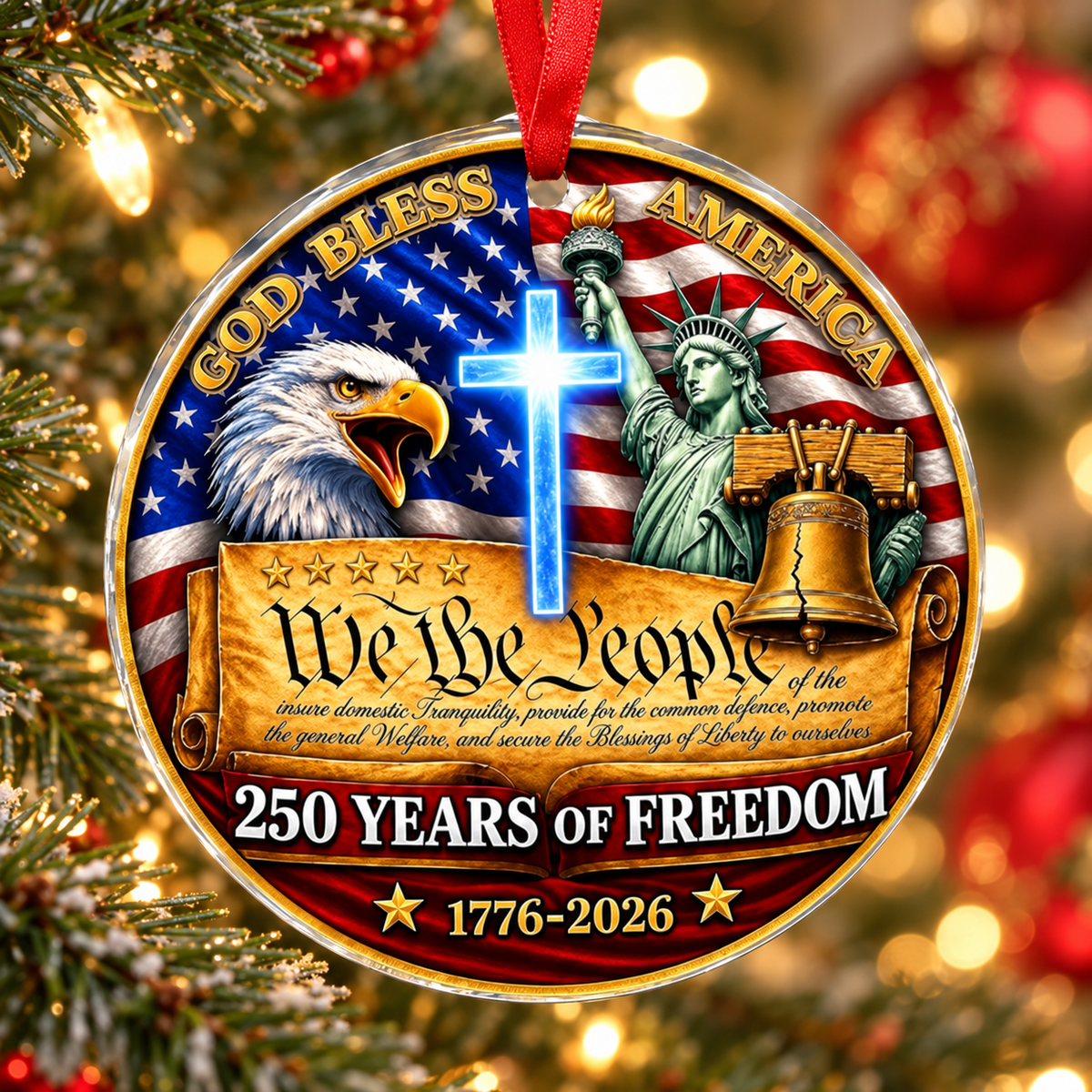 250 Anniversary Christmas Ornament-Glass  250 Anniversary USA Merchandise