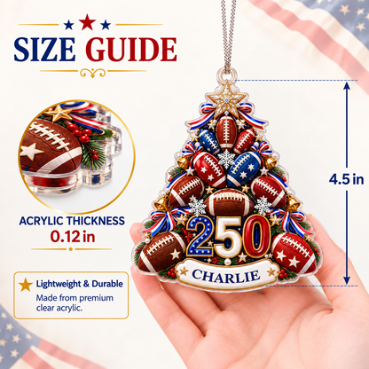 Custom 250th Anniversary Football Christmas Ornament