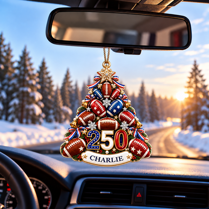 Custom 250th Anniversary Football Christmas Ornament