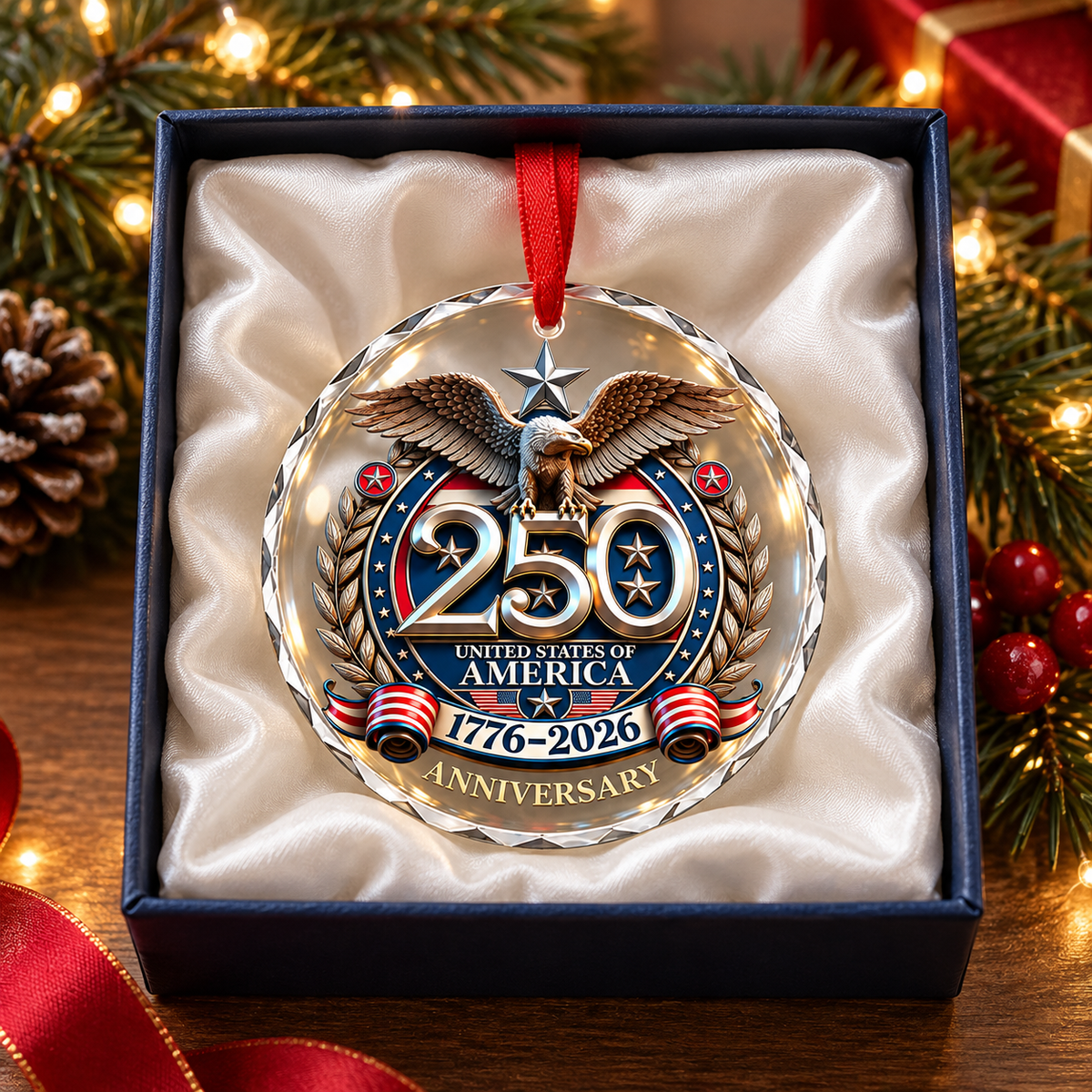 250 Anniversary Christmas Ornament-Glass  250 Anniversary USA Merchandise