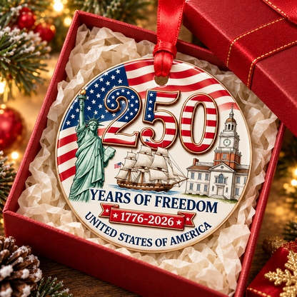 250 Years of Freedom Ornament 2026 - American Flag Christmas Ornament