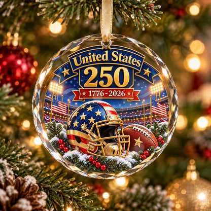 USA 250th Anniversary Football Glass Ornament