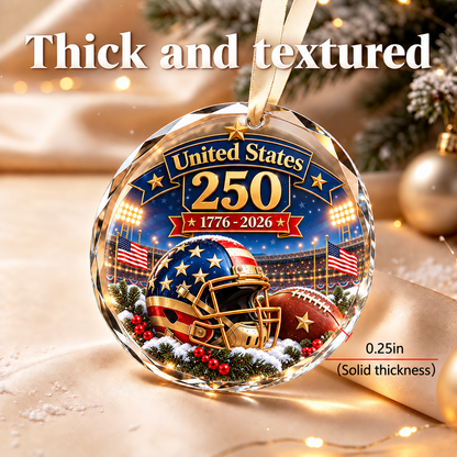 USA 250th Anniversary Football Glass Ornament