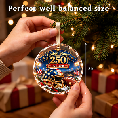 USA 250th Anniversary Football Glass Ornament
