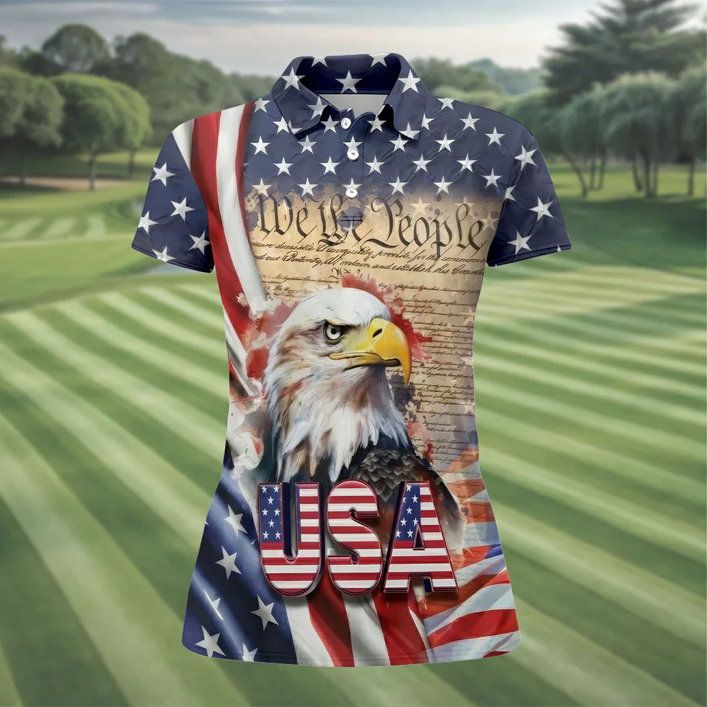We The People Bald Eagle USA 250th Anniversary Polo Shirts 4th Of July Patriotic
