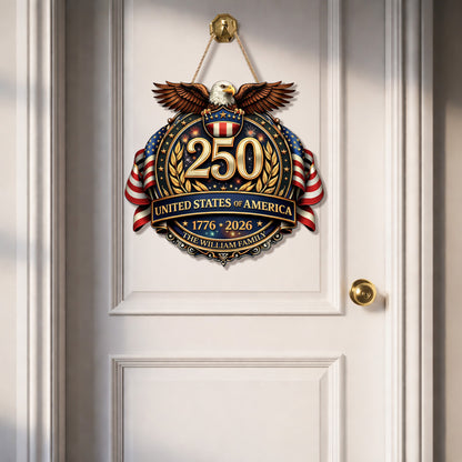 Custom Wood Sign - Personalized America 250th Anniversary Gifts For Mom, Dad, Brother, Sister, Kids