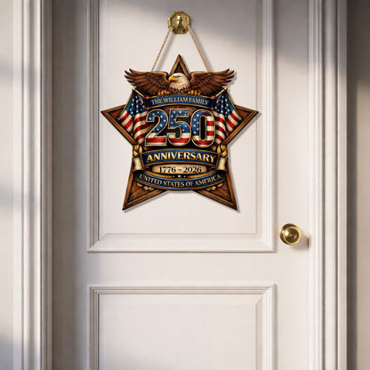 Custom Wood Sign - Personalized America 250th Anniversary Gifts For Mom, Dad, Brother, Sister, Kids - Built On Hope And Courage